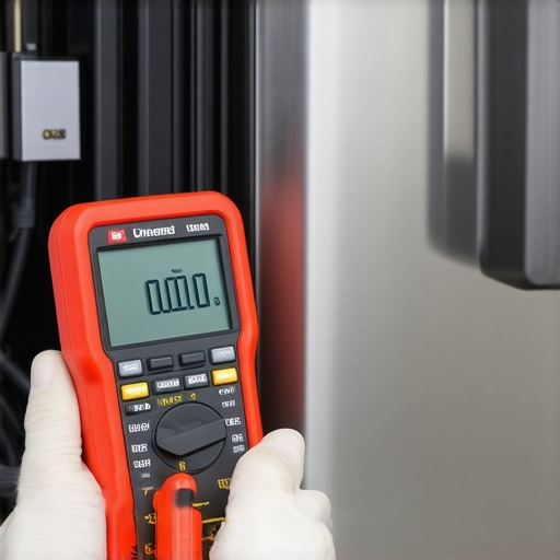 Professional technician using multimeter and leak detector during dishwasher diagnostics