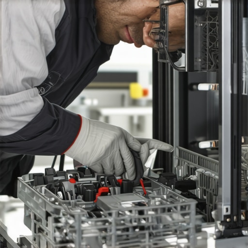 Expert Dishwasher Maintenance Diagnostics Technician using diagnostic tools on dishwasher parts