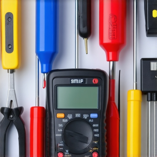 A digital multimeter connected to a dishwasher wiring harness for diagnostics