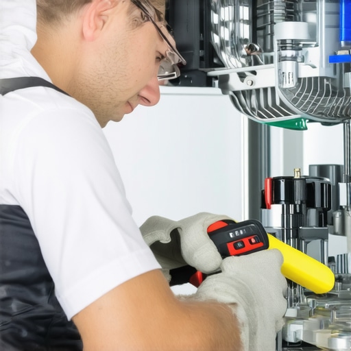 Professional installing dishwasher water supply hose with tools