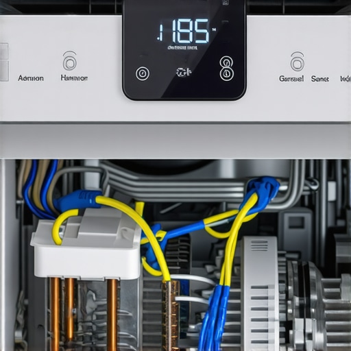 Detailed image of dishwasher sensors and wiring inside a home dishwasher
