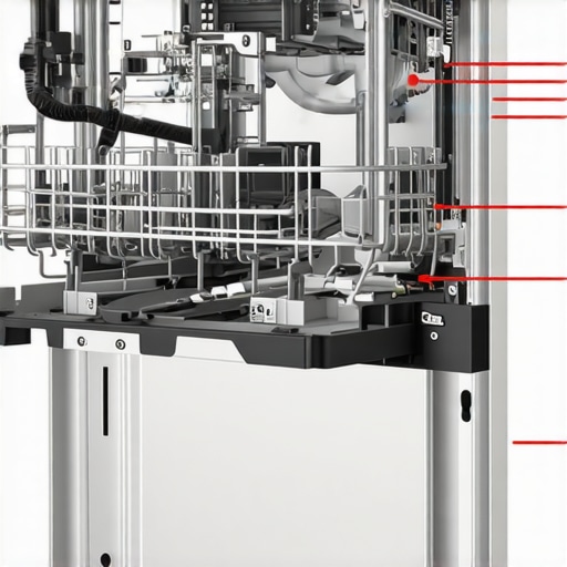 Diagram of dishwasher water supply connection with labeled fittings and parts