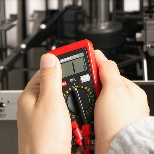 Technician measuring electrical connection of dishwasher with a multimeter