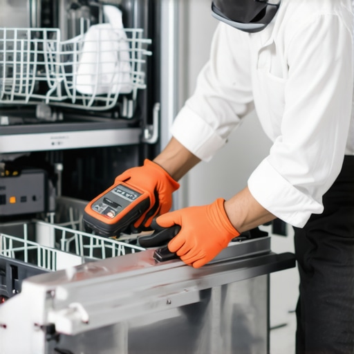 Essential Tools for Dishwasher Maintenance Tech-savvy homeowner using digital tools to maintain dishwasher