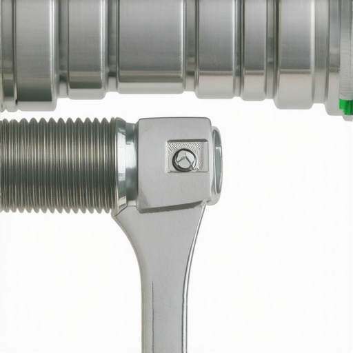 Tightening a steel braided dishwasher inlet hose with a wrench, ensuring a secure fit.