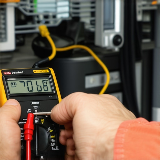 Troubleshooting Dishwasher Electricals with Precision Tools Homeowner testing dishwasher wiring with a multimeter in kitchen