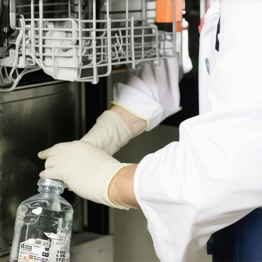 Technician soaking dishwasher spray arms in vinegar to remove deposits