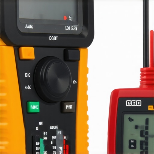 Close-up of a digital multimeter and Bluetooth scanner for appliance diagnostics