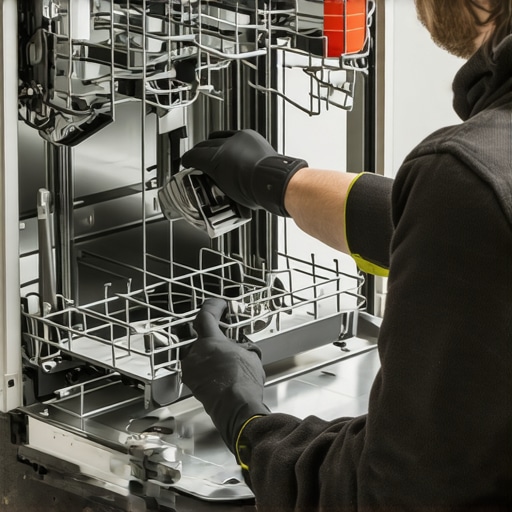 Person replacing dishwasher gasket to prevent leaks and improve hygiene