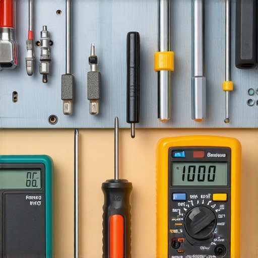 A screwdriver set and digital multimeter used for appliance repair.