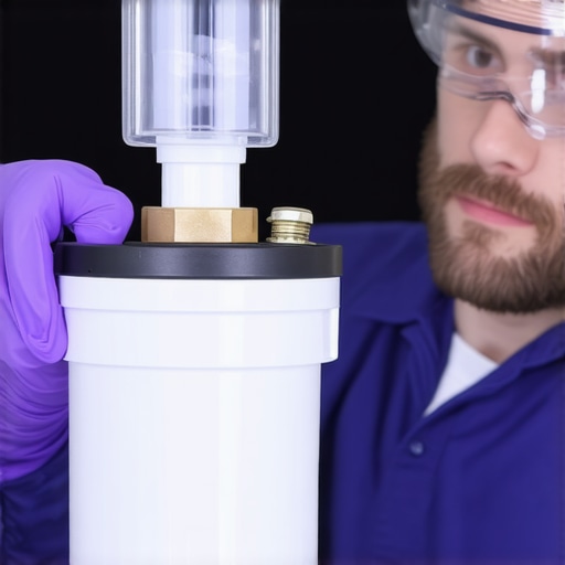 Technician checking dishwasher inlet valve with mineral deposits visible