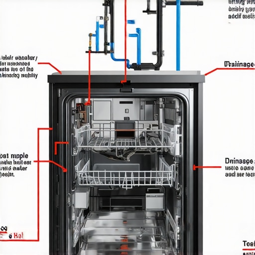 Diagram of dishwasher electrical wiring and water connection