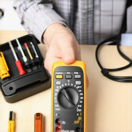 Using a Multimeter for Dishwasher Diagnostics Person testing dishwasher wiring with a multimeter to diagnose electrical issues.