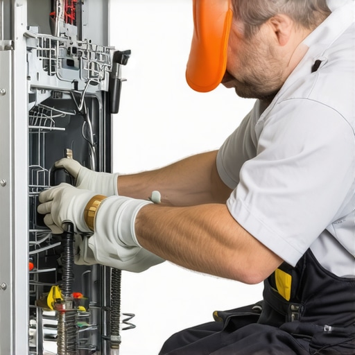 Connecting Water Supply to Dishwasher Technician tightening water supply hose to dishwasher inlet