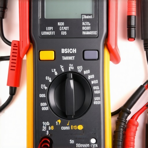 A person using a digital multimeter to test dishwasher wiring during maintenance