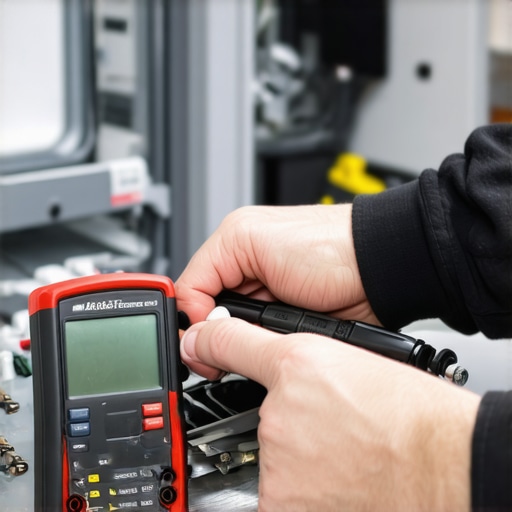 Home technician troubleshooting dishwasher with multimeter and screwdriver
