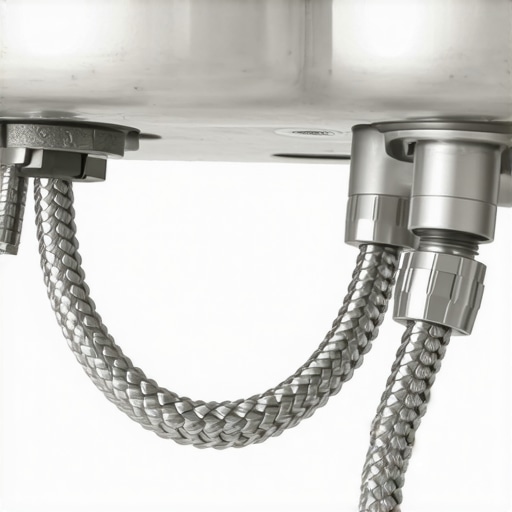 A detailed image showing durable stainless-steel water supply hoses connected securely to a dishwasher
