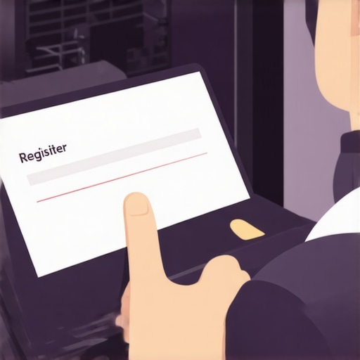 Person filling out registration form for dishwasher on a laptop