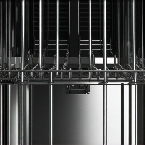 Shiny stainless steel dishwasher racks that have been cleaned and protected from rust.