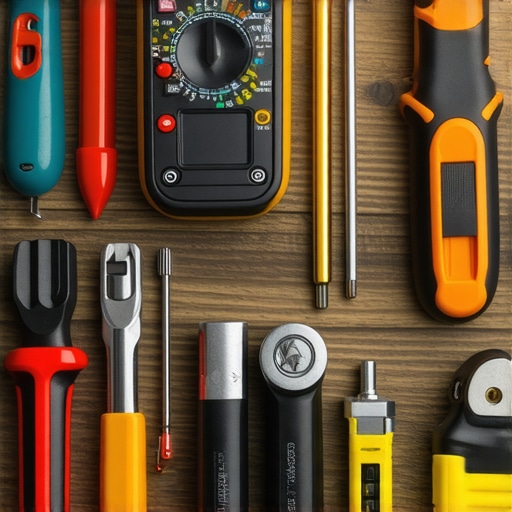 A set of precise tools including a multimeter, screwdrivers, and a torque wrench used for dishwasher upkeep.