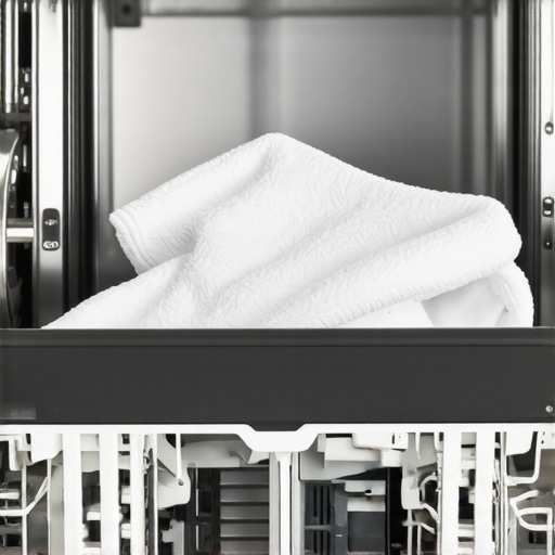 Technician cleaning the sensitive turbidity sensor inside a dishwasher with a cloth.