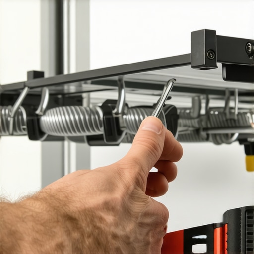 Technician replacing a dishwasher door spring with pliers and screwdriver.