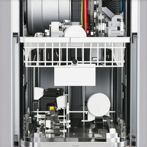 Diagram showing parts inside a dishwasher that affect noise levels.