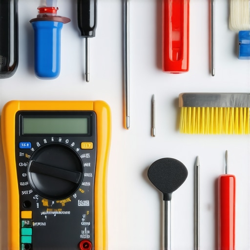 Collection of repair tools for dishwasher maintenance on a workbench.