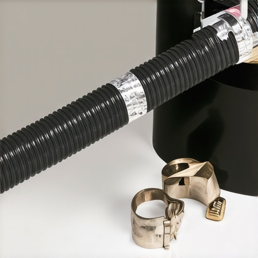 A person installing stainless steel braided dishwasher hose under the sink with tools nearby