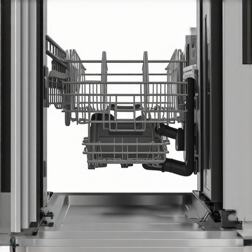 Diagram showing correct drain hose height and secure connections in dishwasher installation.