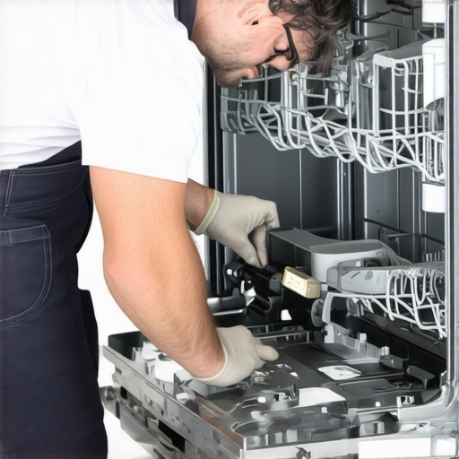 Installer connecting dishwasher water inlet hose with correct fittings