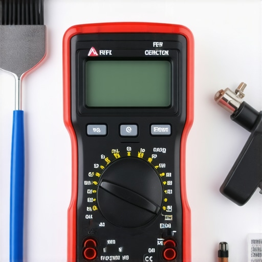 Tools for Long-Term Dishwasher Maintenance A technician's hands testing a dishwasher's electrical wiring with a multimeter, alongside brushes and cleaning supplies.