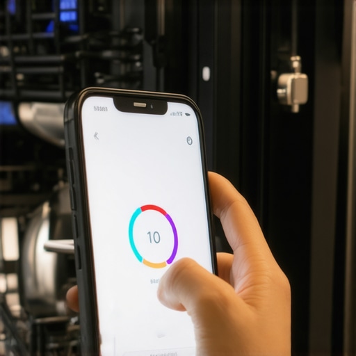 Person using a smartphone app to update a smart dishwasher