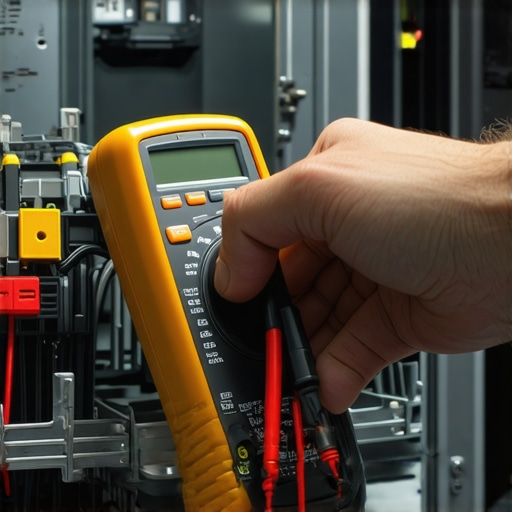 Person testing dishwasher wiring with a multimeter in a well-lit workshop