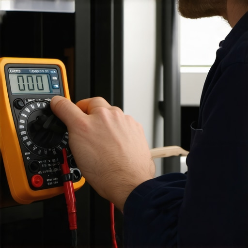 Using a Multimeter for Dishwasher Maintenance A person checking electrical components inside a dishwasher with a multimeter.