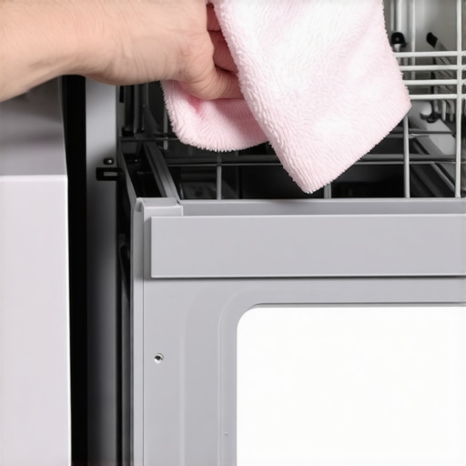 Using a soft cloth to clean a dishwasher gasket