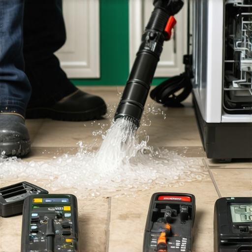 Homeowner using Shop-Vac on dishwasher hose