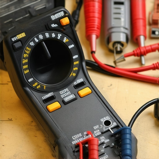 Close up of a person using a multimeter to test a dishwasher part for maintenance