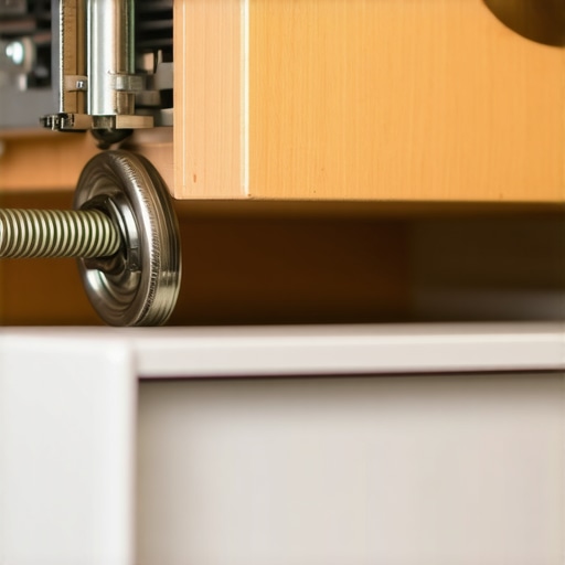 Dishwasher Door Tension System Components Close up of dishwasher door spring and pulley system located behind the kickplate.