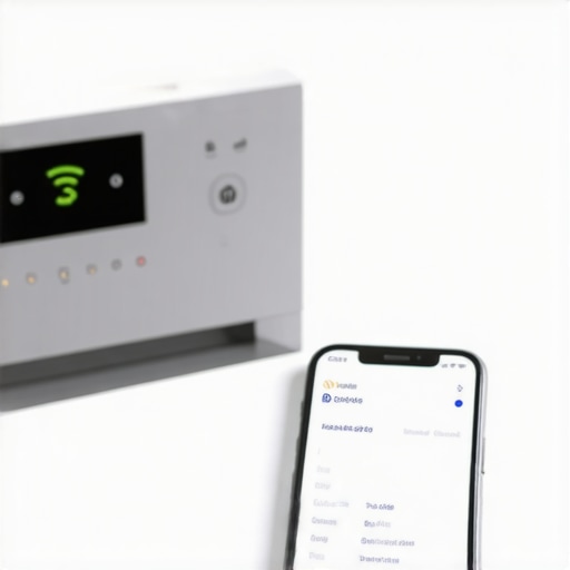 Close up of a smart dishwasher control panel and a smartphone showing connectivity settings.