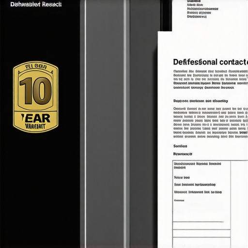 Close-up of a dishwasher 10-year warranty sticker and service contract