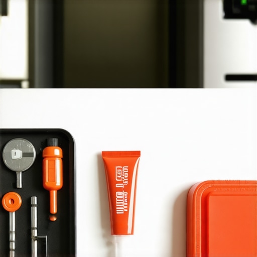 Essential Dishwasher Maintenance Tools A collection of tools including an inspection mirror and silicone grease used for dishwasher upkeep.