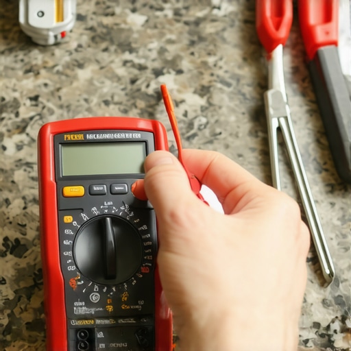 Essential Dishwasher Troubleshooting Tools A digital multimeter testing a dishwasher thermal fuse for maintenance.