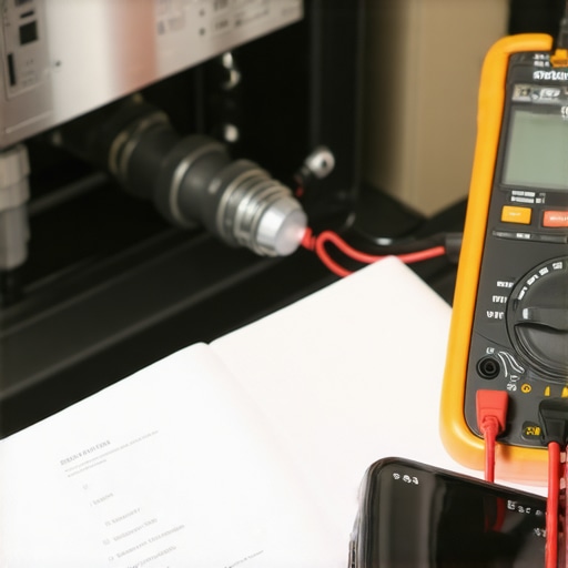A digital multimeter being used to test a dishwasher part for proactive maintenance and warranty protection.