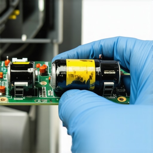 A burnt control board from a dishwasher showing why power surge claims are often denied.