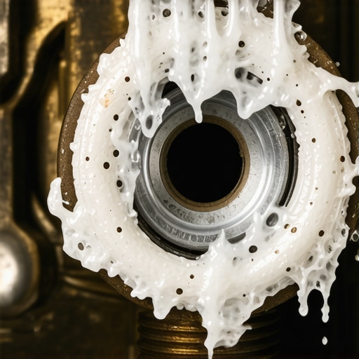Hard Water Mineral Buildup on Inlet Valve Close-up of mineral scale on a dishwasher water inlet valve which can void warranties.