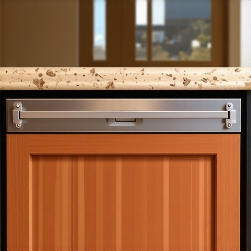 Installing Metal Side-Mount Brackets Metal dishwasher mounting bracket being installed into a cabinet for granite countertop stability.