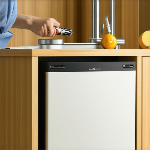 A technician hand-tightening a dishwasher mounting bracket to avoid over-torquing.