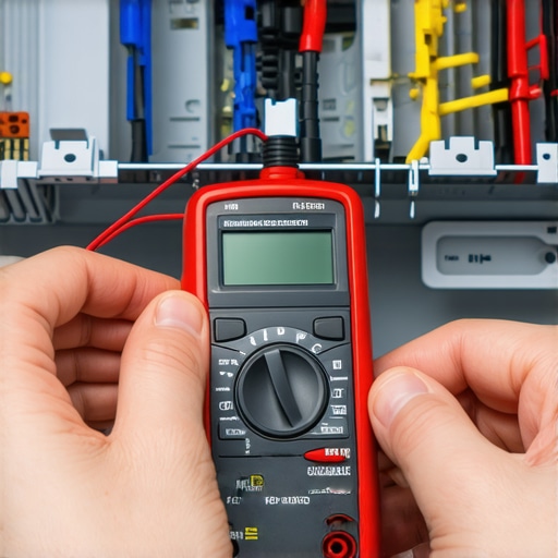 Technician testing dishwasher door latch with multimeter