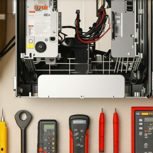 Testing dishwasher thermal fuse with multimeter.